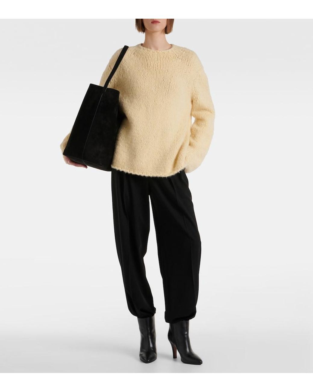 The Row Black Tote Bag N/S Park Large Aus Veloursleder