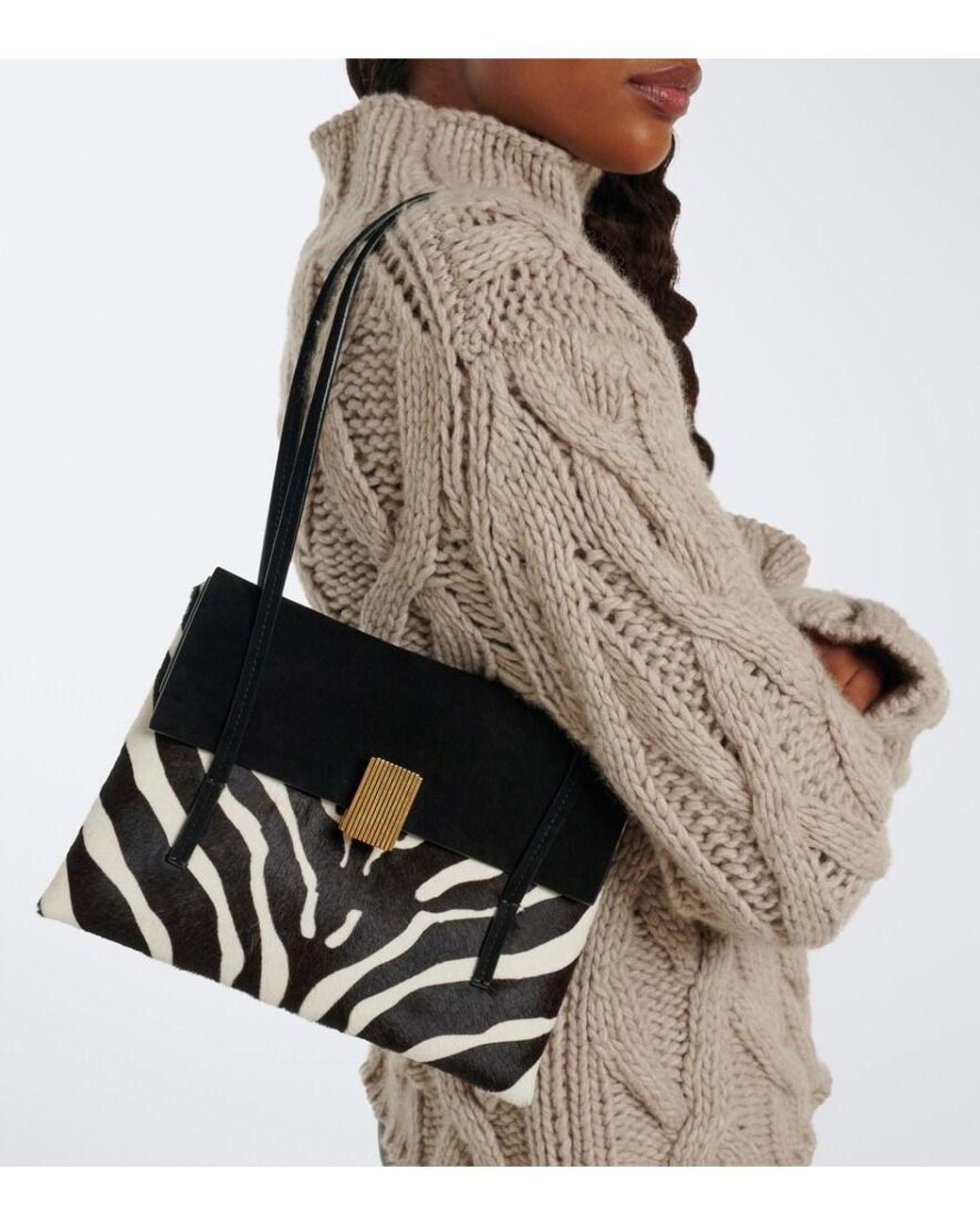 Khaite Black Soft Blake Small Calf Hair Shoulder Bag