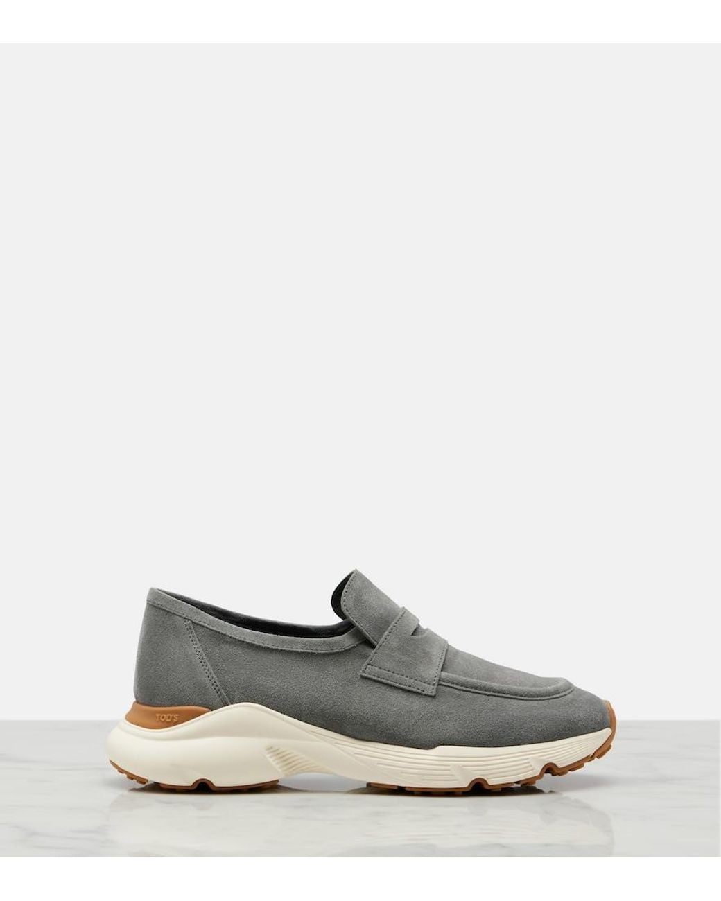 Tod's Gray Suede Penny Loafers