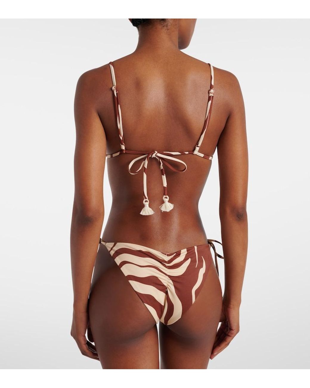 Johanna Ortiz Brown Konibo Printed Bikini Top
