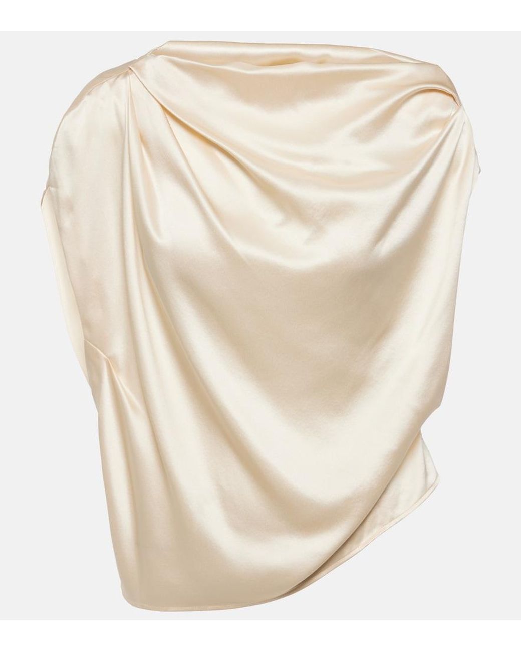 The Sei Natural Draped Silk Satin Top