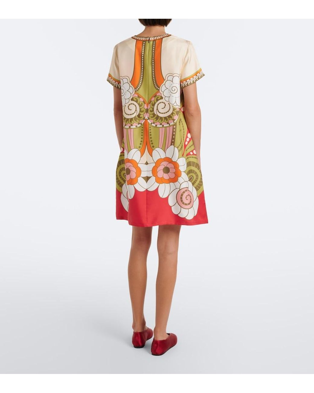 LaDoubleJ Multicolor Mini Swing Printed Silk Minidress