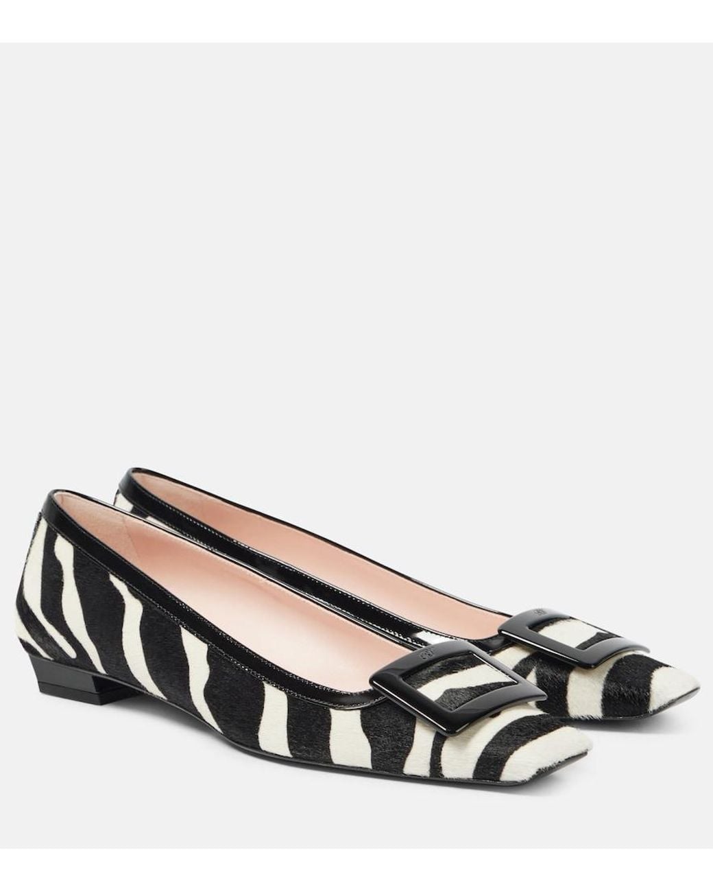 Roger Vivier Black Belle Vivier Calf Hair Ballet Flats