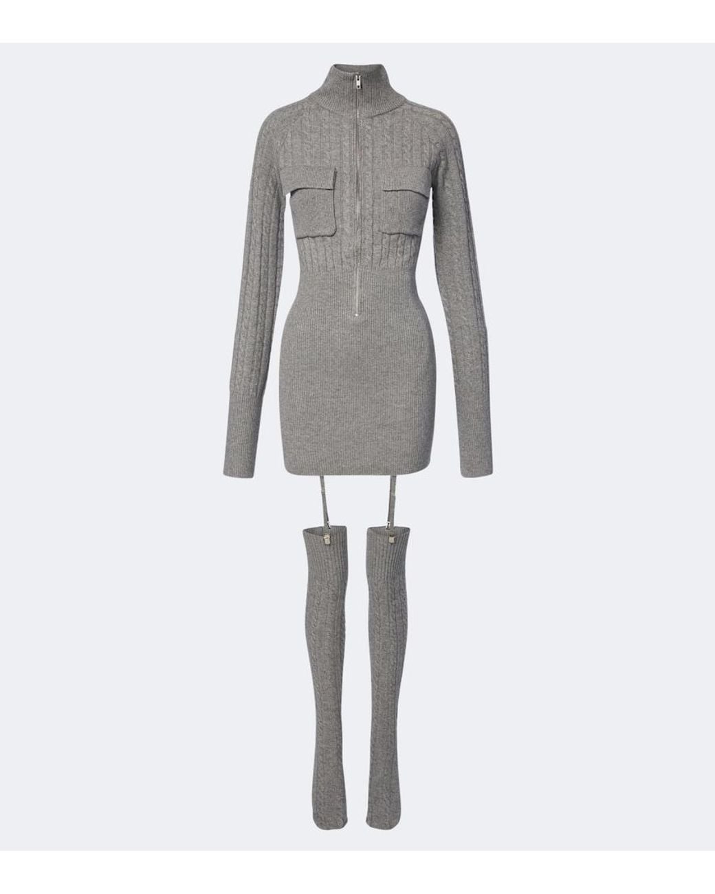 AYA MUSE Gray Rovo Minidress And Over-The-Knee Socks Set