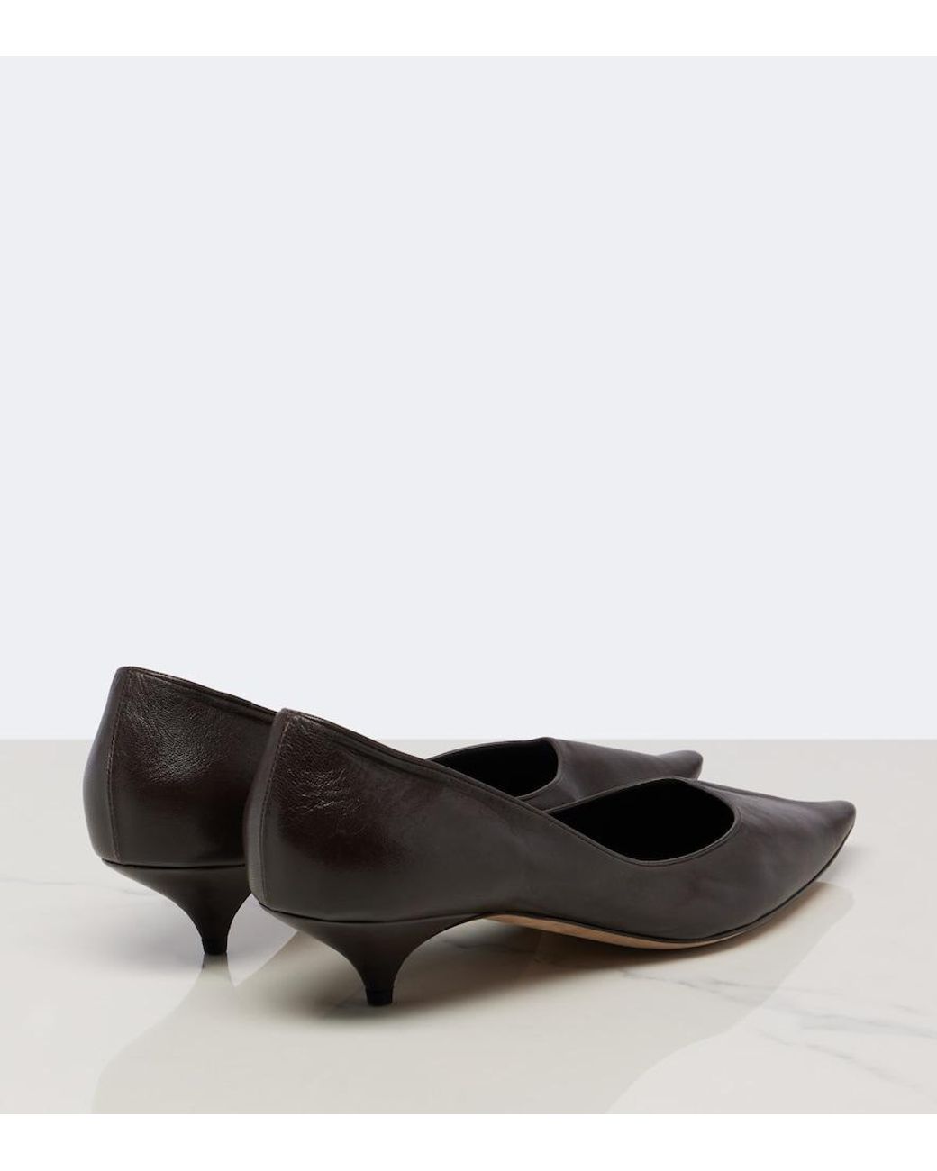 The Row Black Liisa Three Leather Pumps