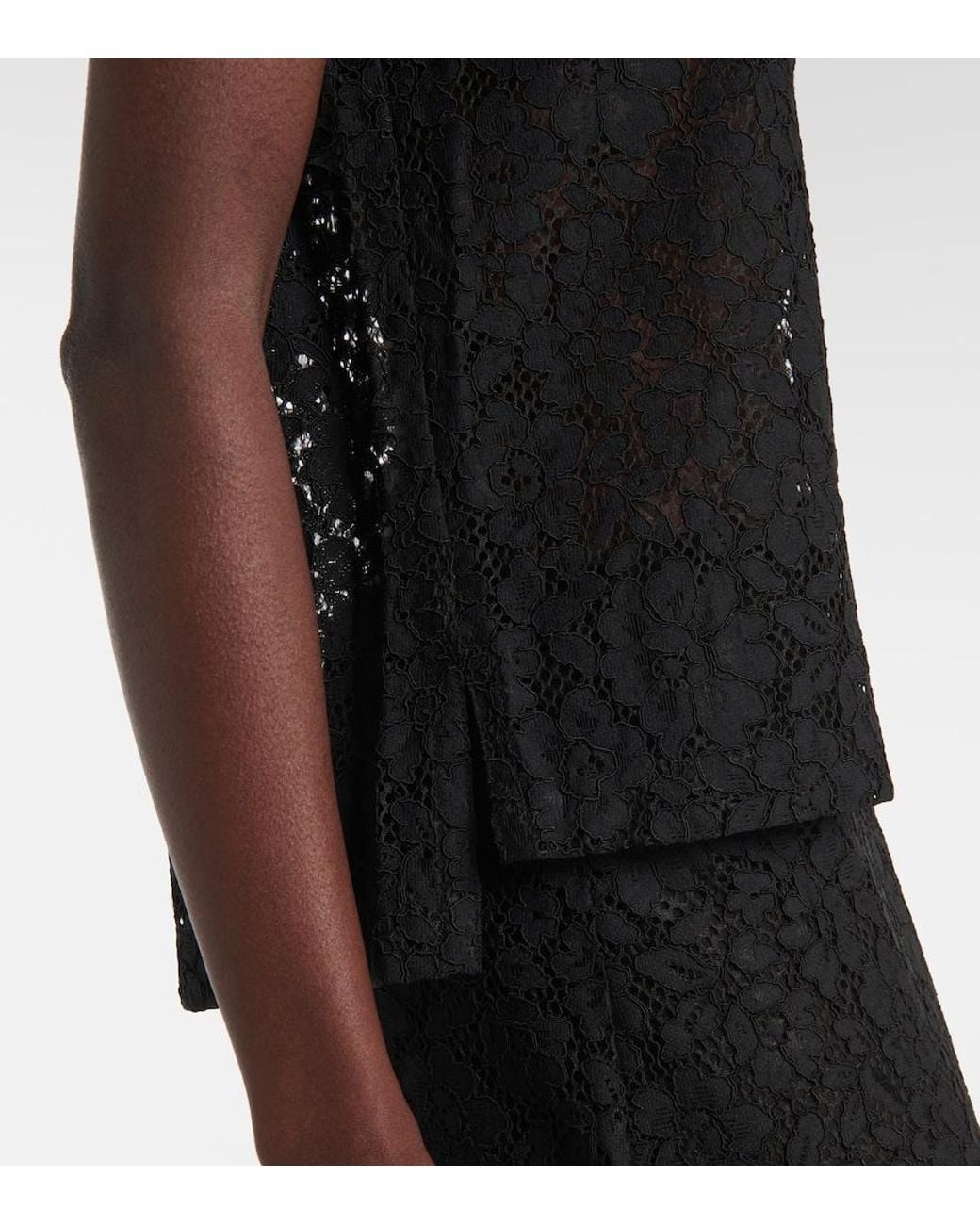 Proenza Schouler Black Kennedy Floral Lace Polo Shirt