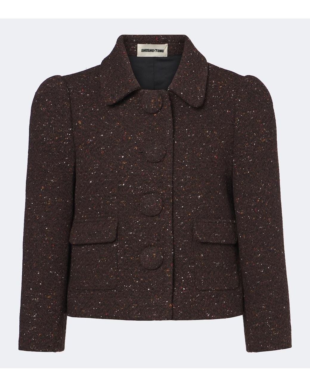 ShuShu/Tong Brown Wool-Blend Cropped Jacket
