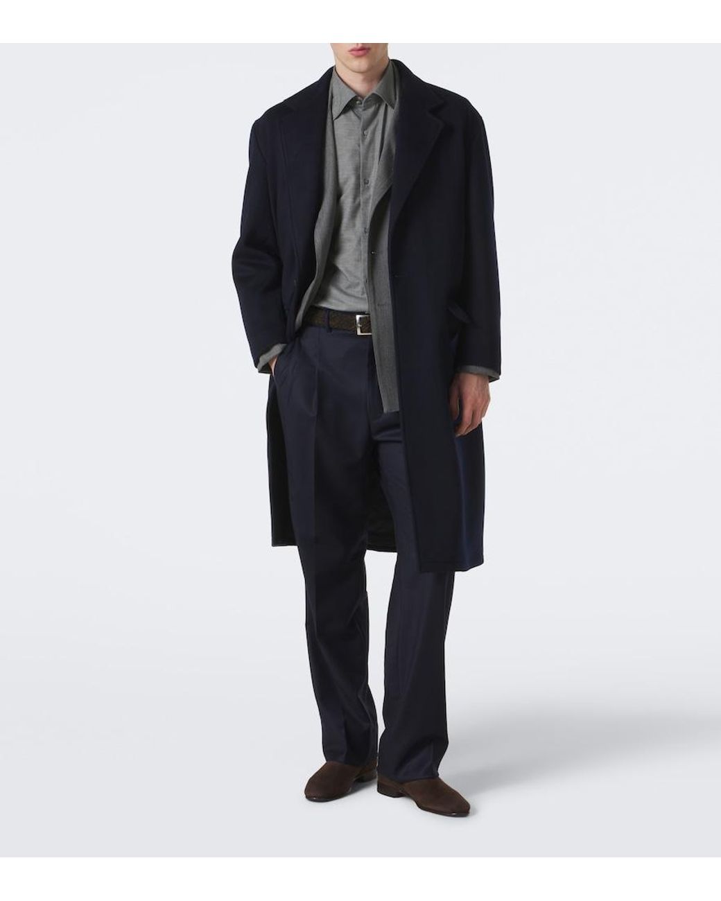 STÒFFA Blue Wool And Cashmere Wide-Leg Pants for men