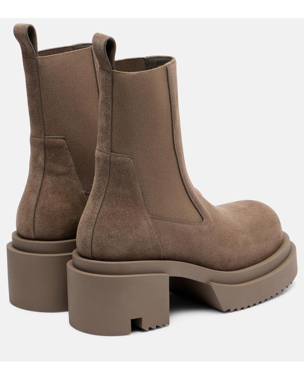 Rick Owens Brown Beatle Suede Platform Chelsea Boots