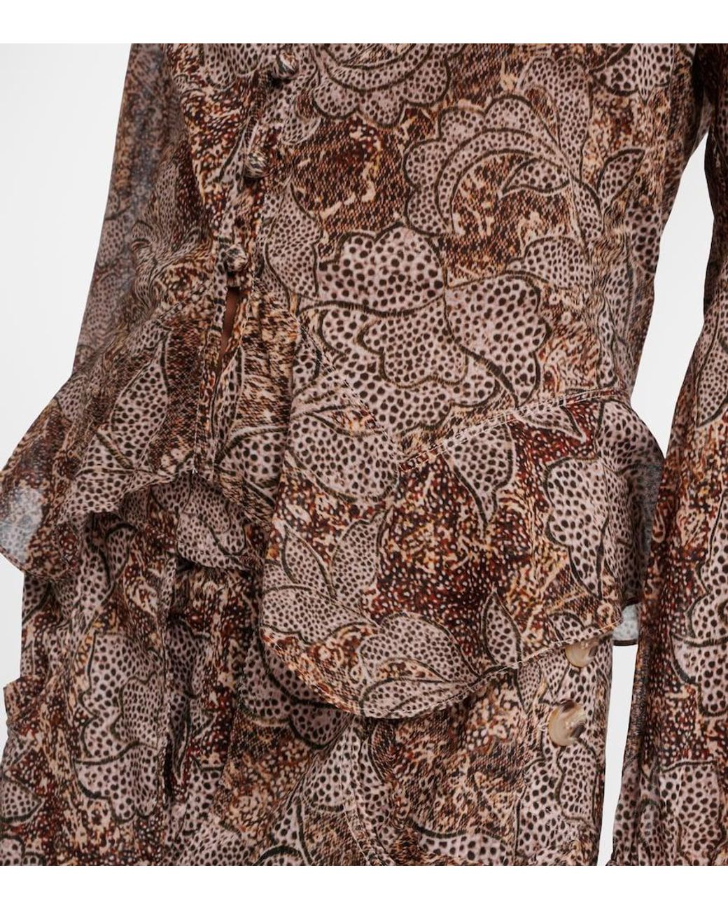 Isabel Marant Brown Celeny Printed Cotton Voile Blouse