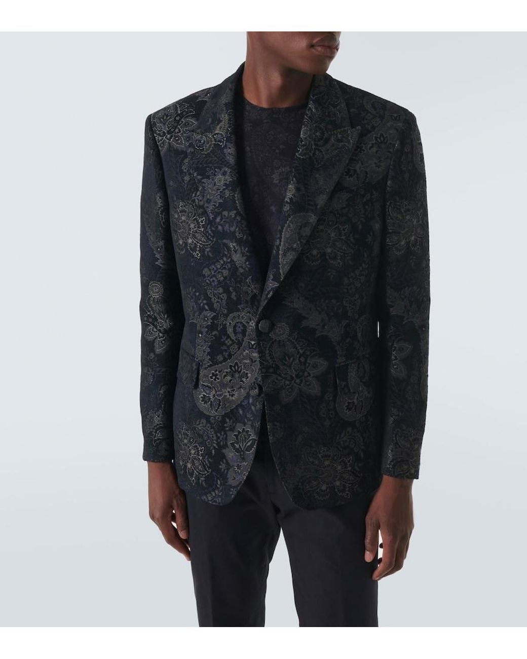 Etro Blue Jacquard Velvet Blazer for men