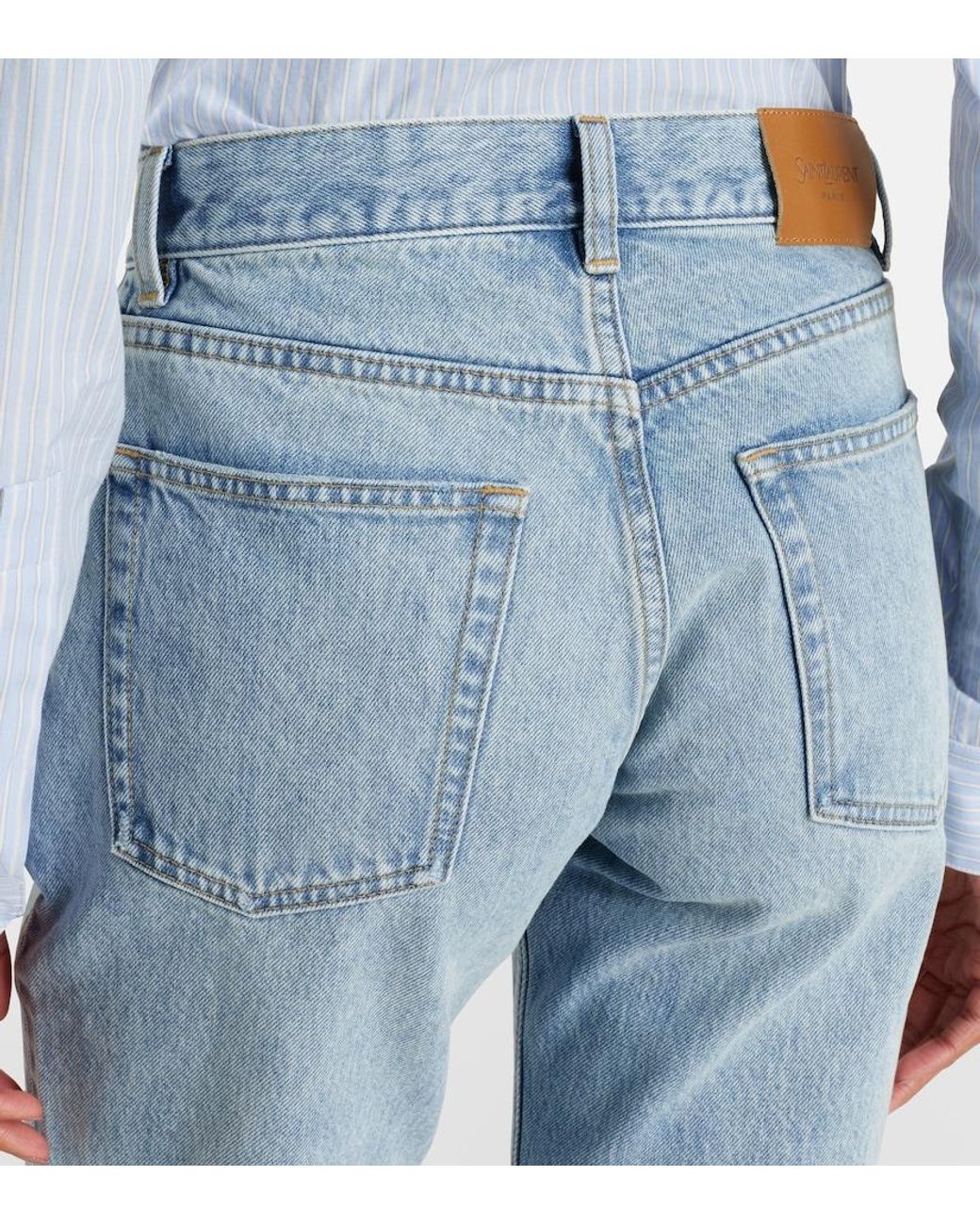 Saint Laurent Blue High-Rise Straight Jeans