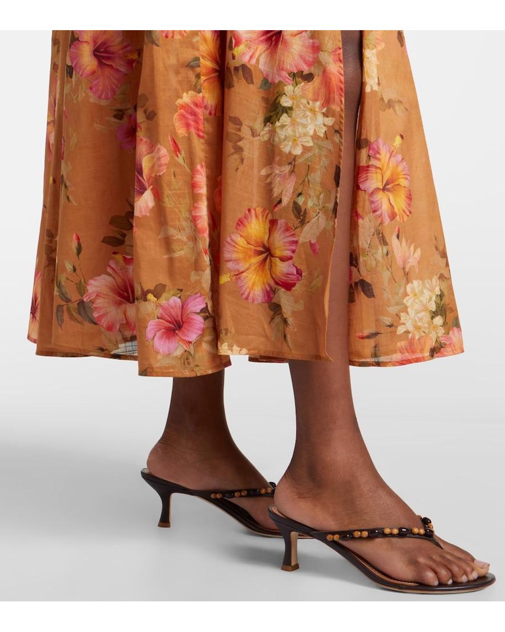 Zimmermann Orange Mahon Floral Silk Maxi Dress