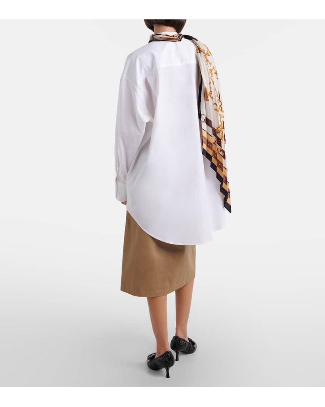 Acne White Dasca Scarf-Detail Cotton Poplin Shirt Dress