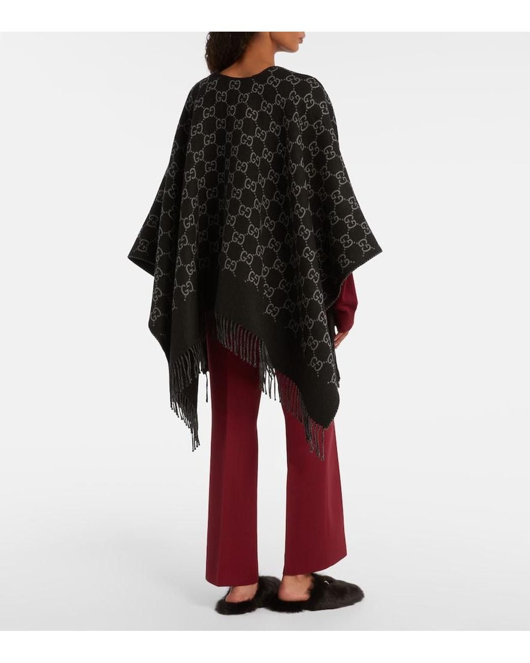 Gucci Black Wool Poncho