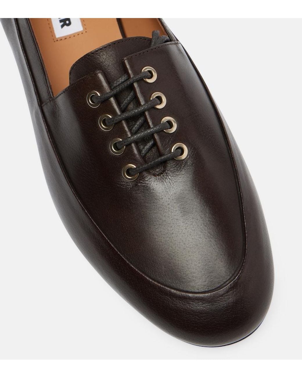 Jil Sander Brown Leather Lace-Up Loafers