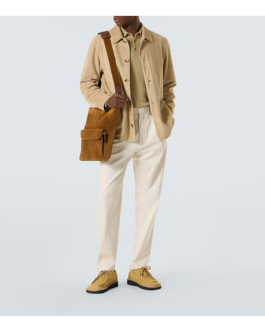 Metier Brown Slide Suede Messenger Bag for men