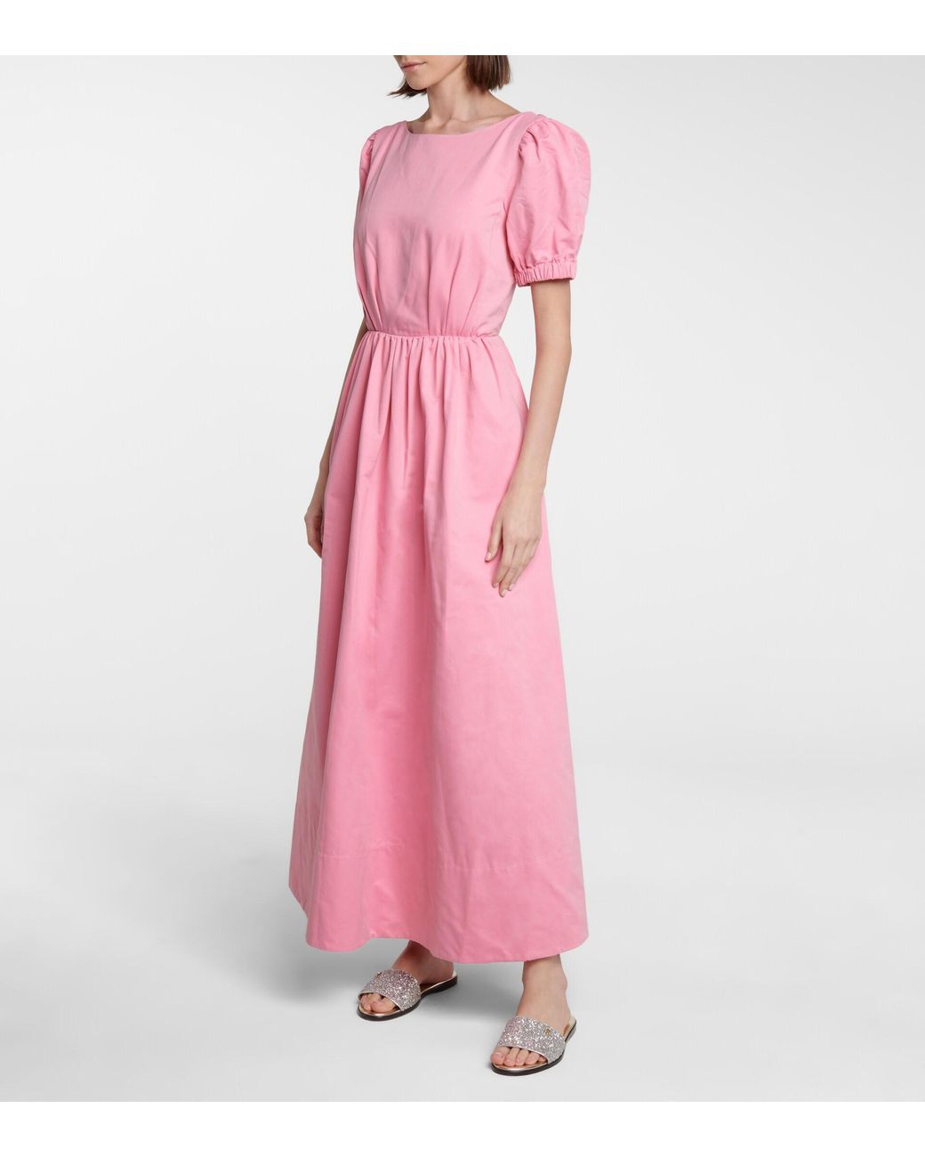 STAUD Alix Cotton-blend Faille Maxi Dress in Pink | Lyst