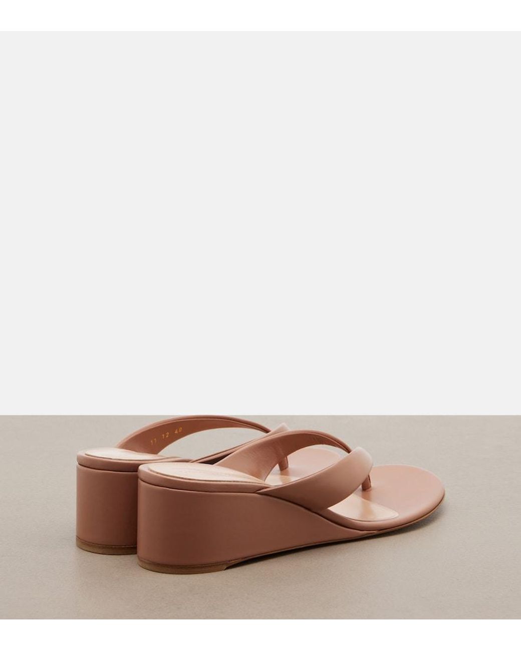 Gianvito Rossi Pink Leather Wedge Thong Sandals