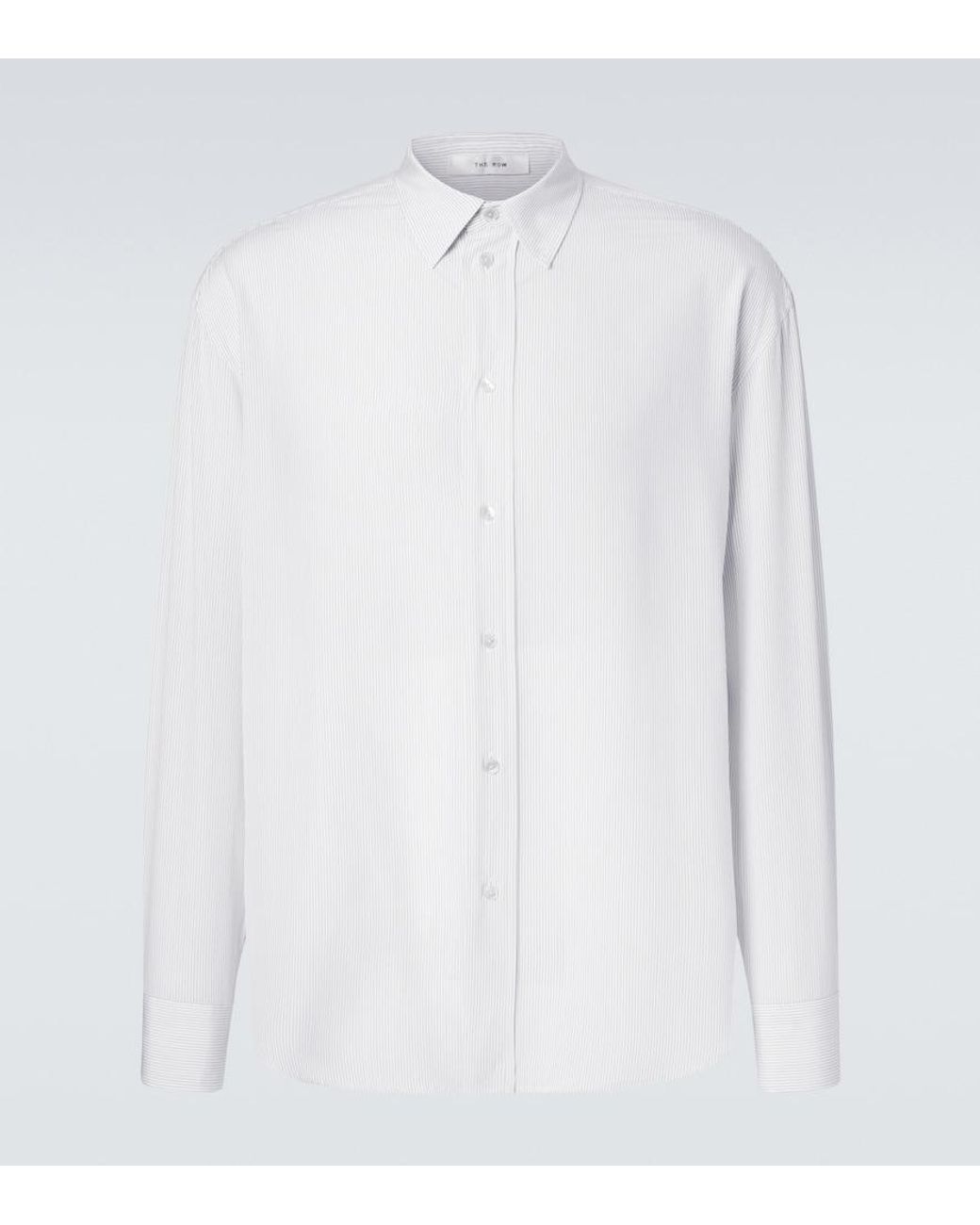 The Row White Granada Pinstripe Silk Poplin Shirt for men