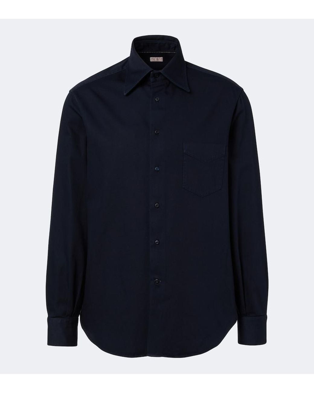 Brunello Cucinelli Blue Cotton Poplin Shirt for men