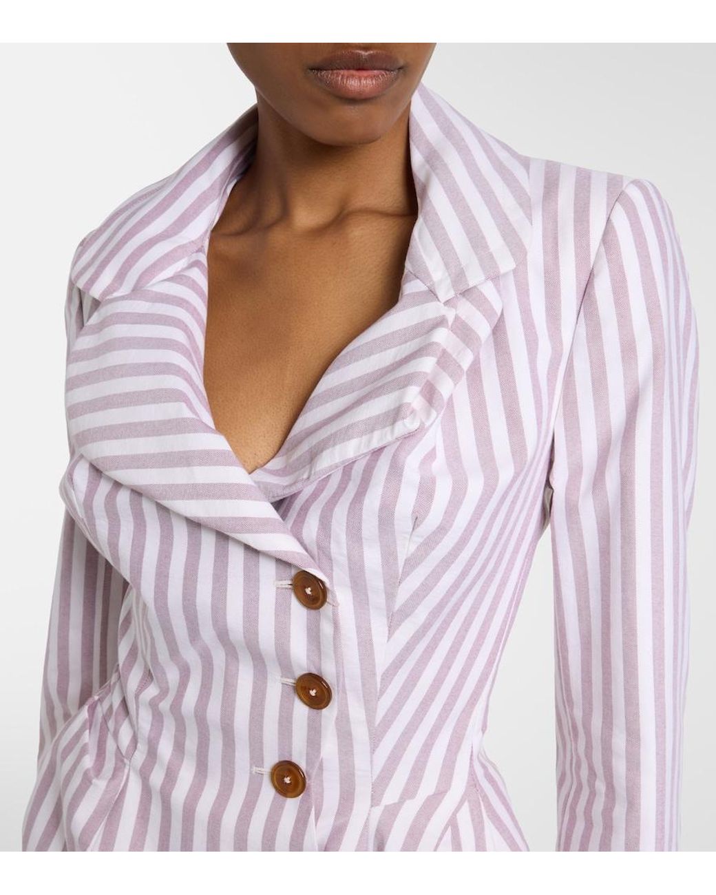Vivienne Westwood Pink Draped Striped Peplum Cotton Jacket
