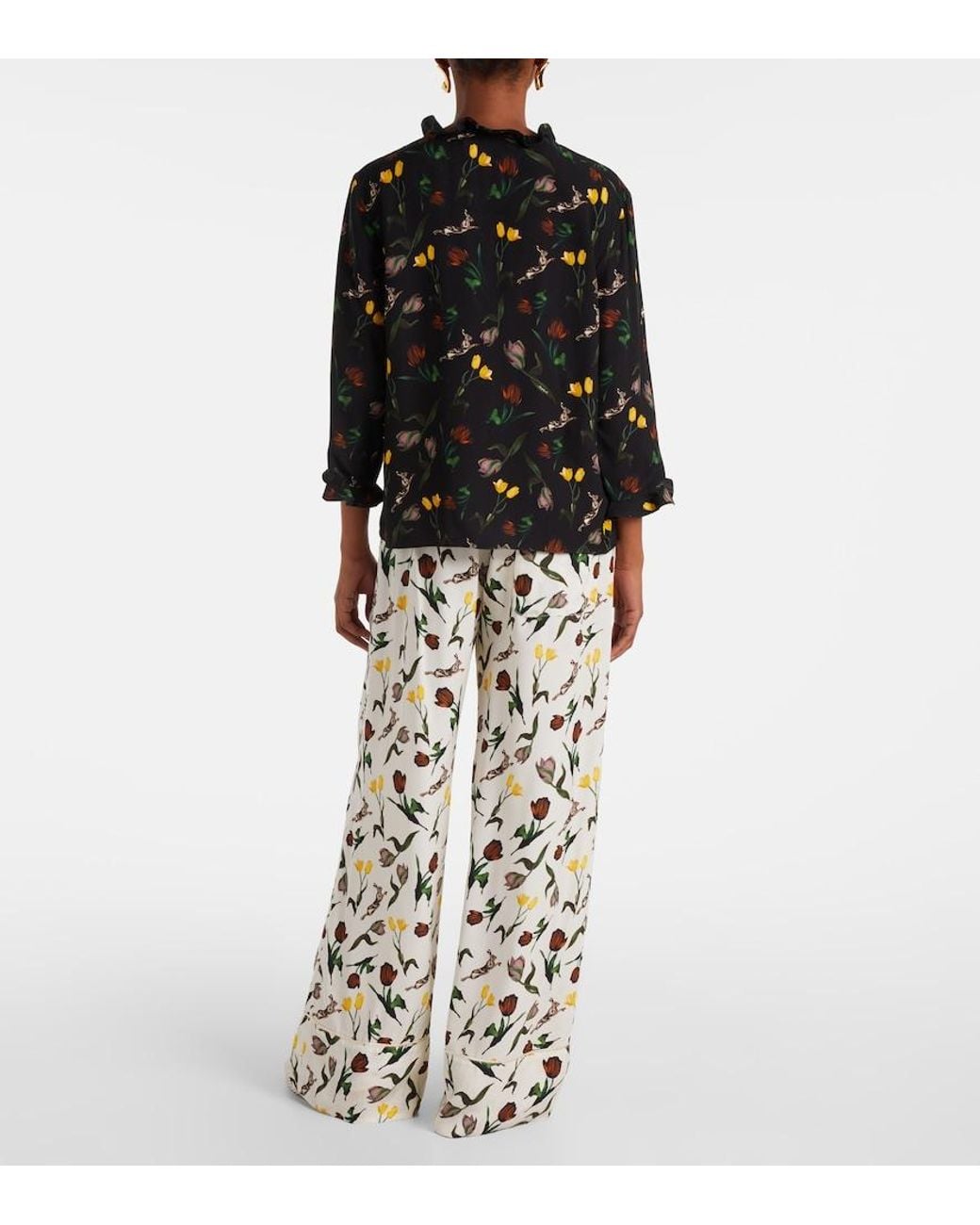 Marni Black Ruffled Floral Top