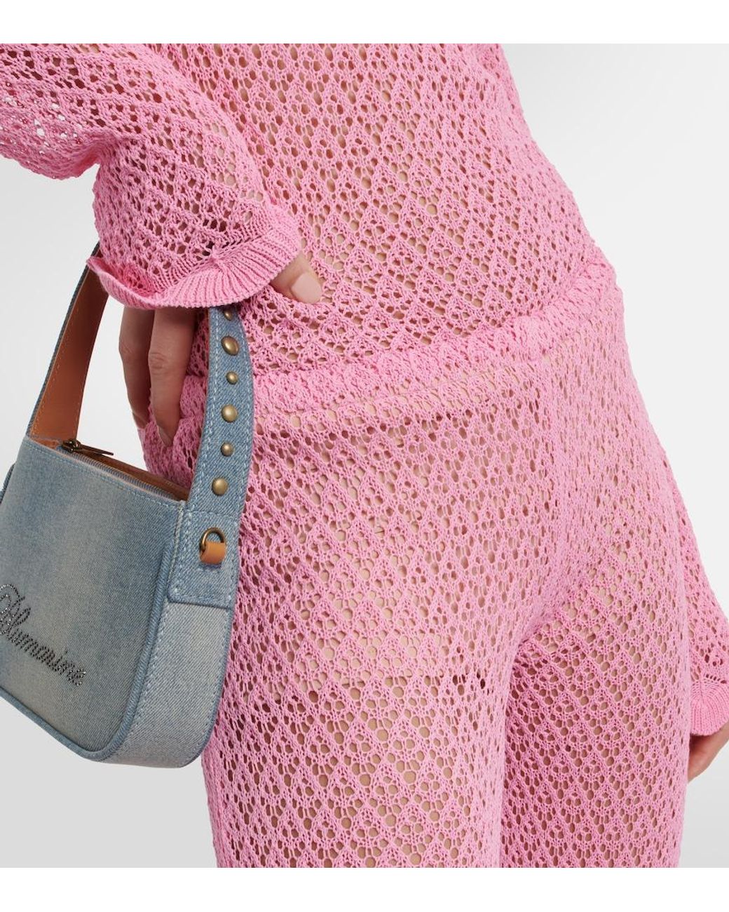 Blumarine Pink Crochet Flared Pants