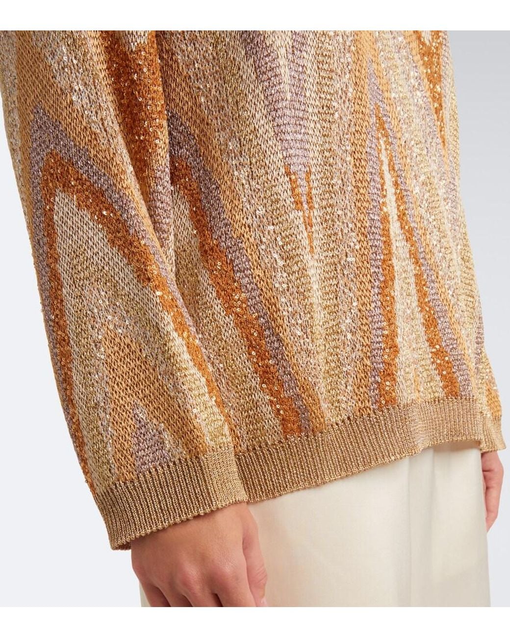 Pull Zigzag En Lame A Sequins Missoni en coloris Natural
