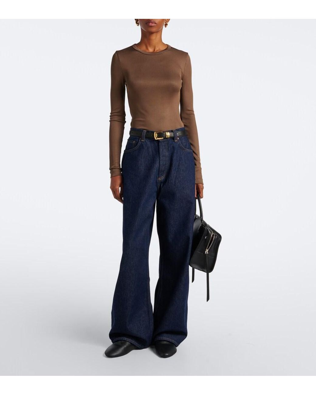 Agolde Brown Delphi Ribbed-Knit Top