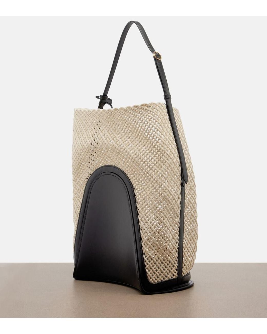 Alaïa White Hip Large Leather-Trimmed Bucket Bag