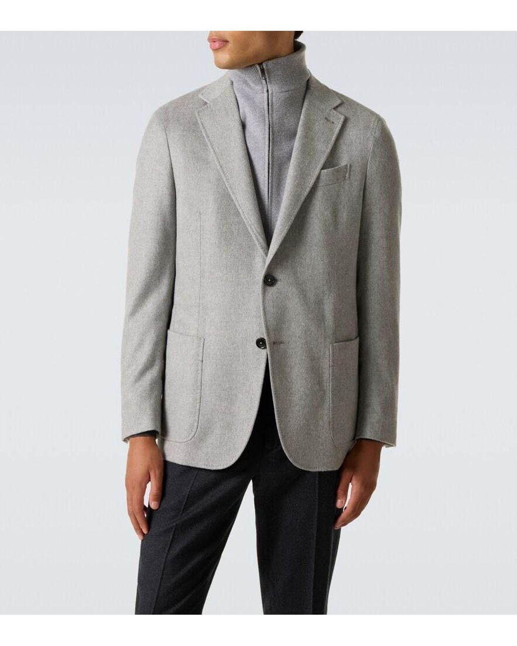 Zegna Gray Layered Cashmere Blazer for men