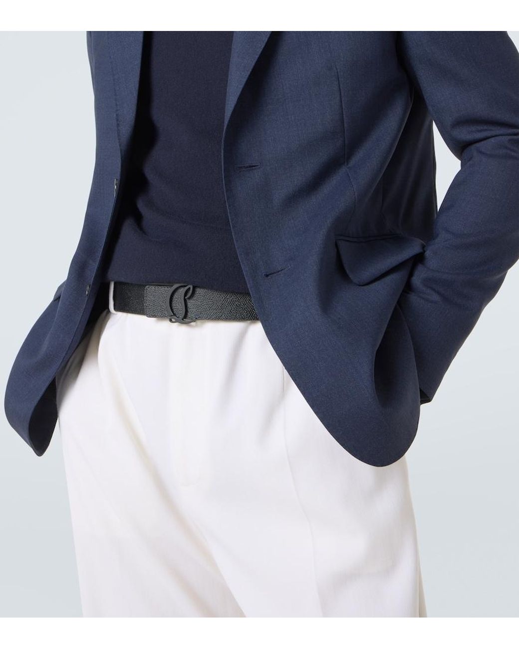 Christian Louboutin Black Mooncrest Reversible Leather Belt for men