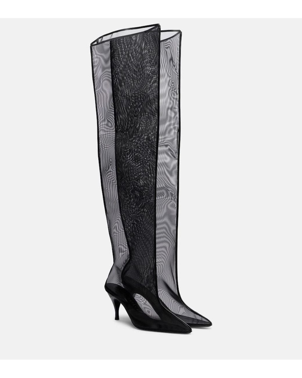 Herbert Levine Black Drawing A Blank 80 Mesh Knee-High Boots