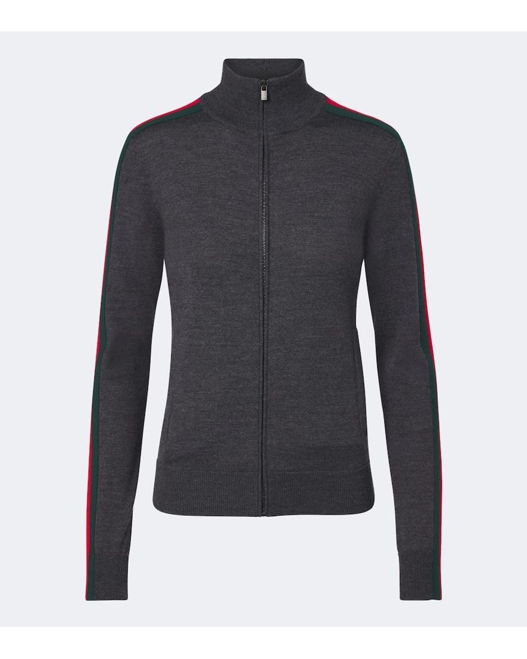 Gucci Blue Web Stripe Wool Zip-Up Cardigan
