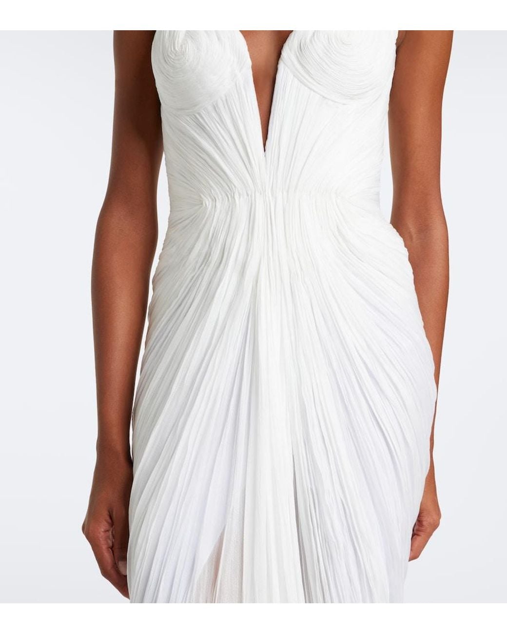 Maria Lucia Hohan White Cecilia Draped Silk Muslin Bustier Gown