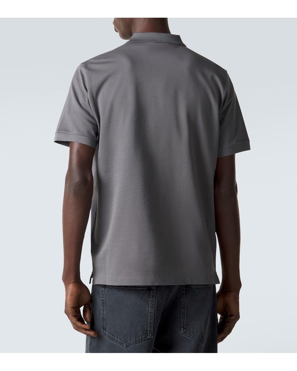 Prada Gray Cotton Pique Polo Shirt for men
