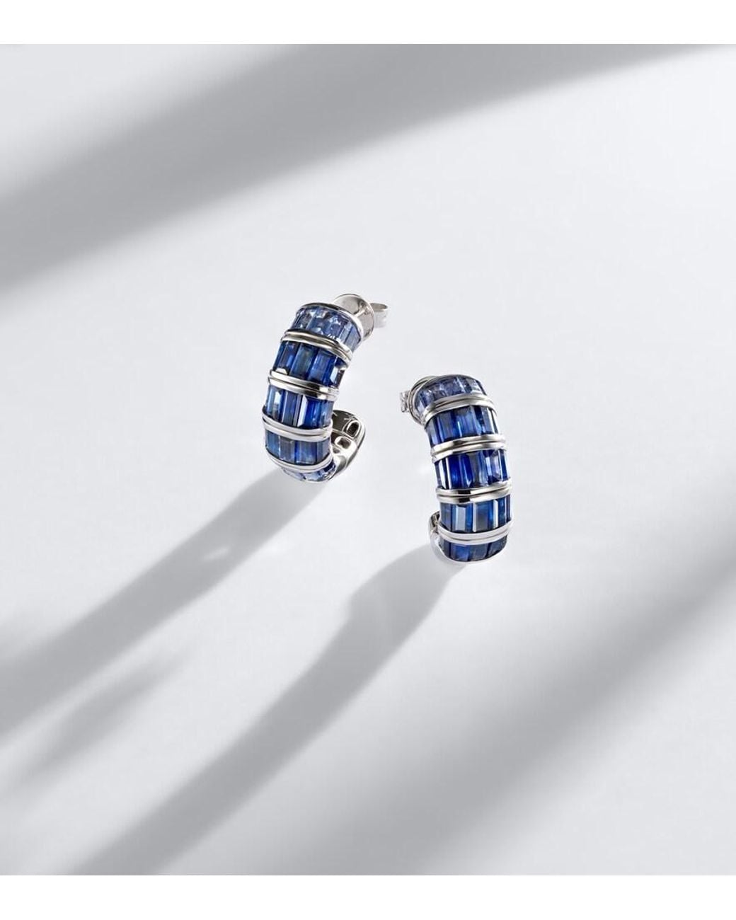 SHAY Blue 18Kt Huggies With Sapphires
