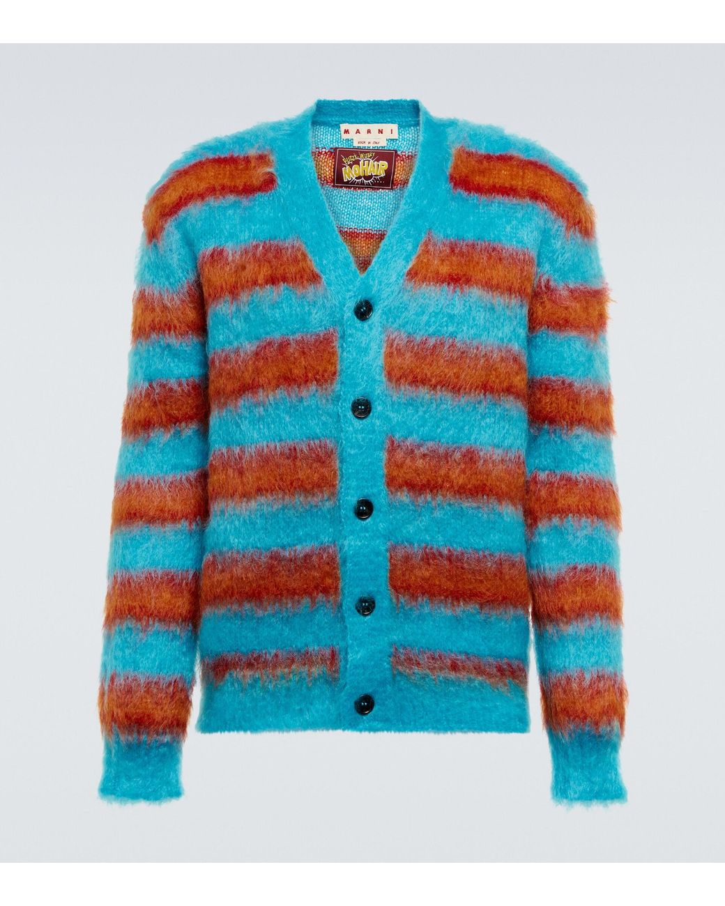 Marni Striped Mohairblend Cardigan in Blue for Men Lyst