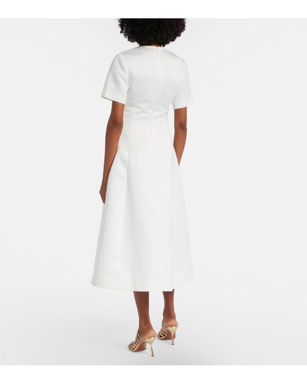 LEO LIN White Caroline Floral-Applique Midi Dress