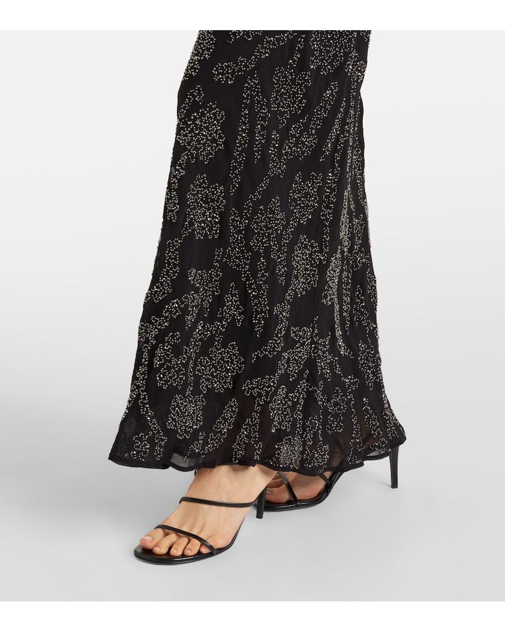 Veronica Beard Black Sylven Beaded Georgette Maxi Dress