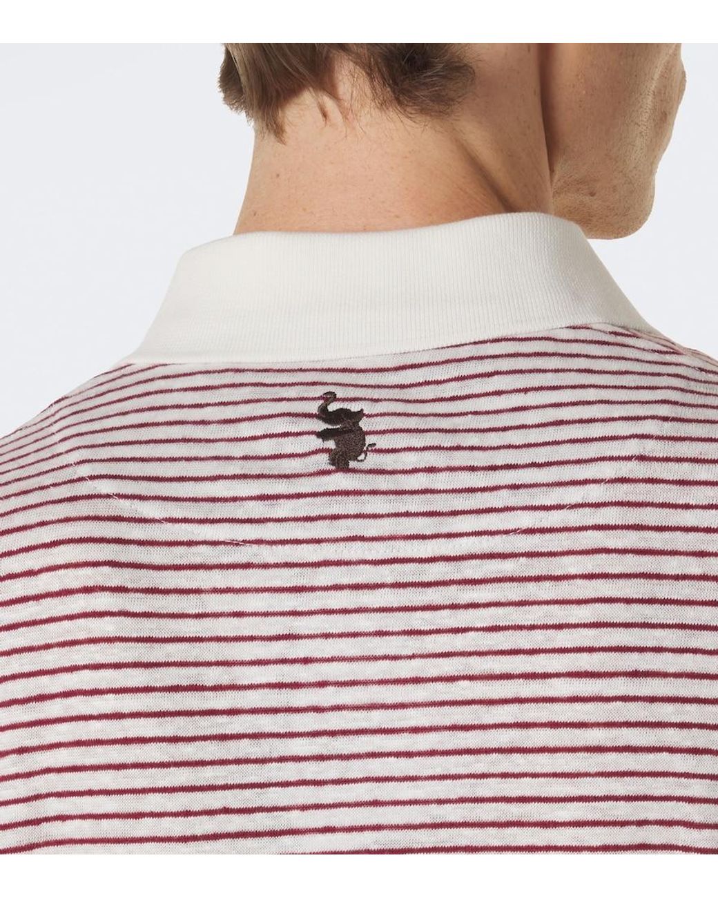 Wales Bonner Pink Bask Striped Linen And Cotton Polo Shirt for men