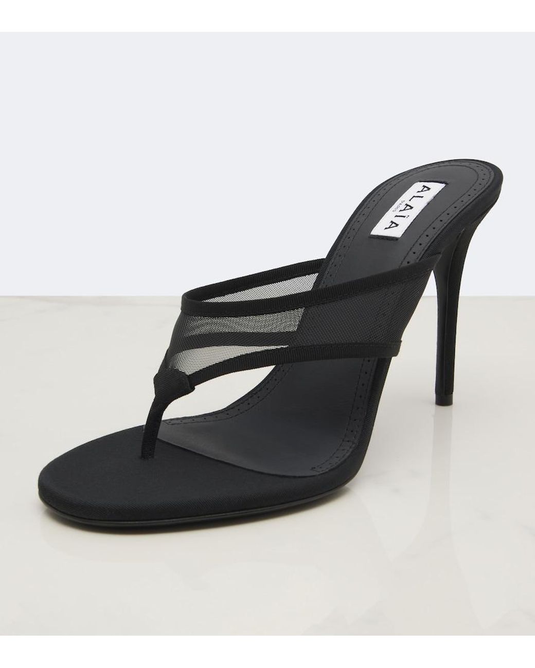 Alaïa Black Mesh Thong Sandals