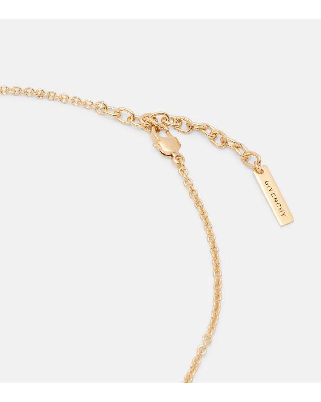 Givenchy Metallic Chain Link Pearl Pendant Necklace