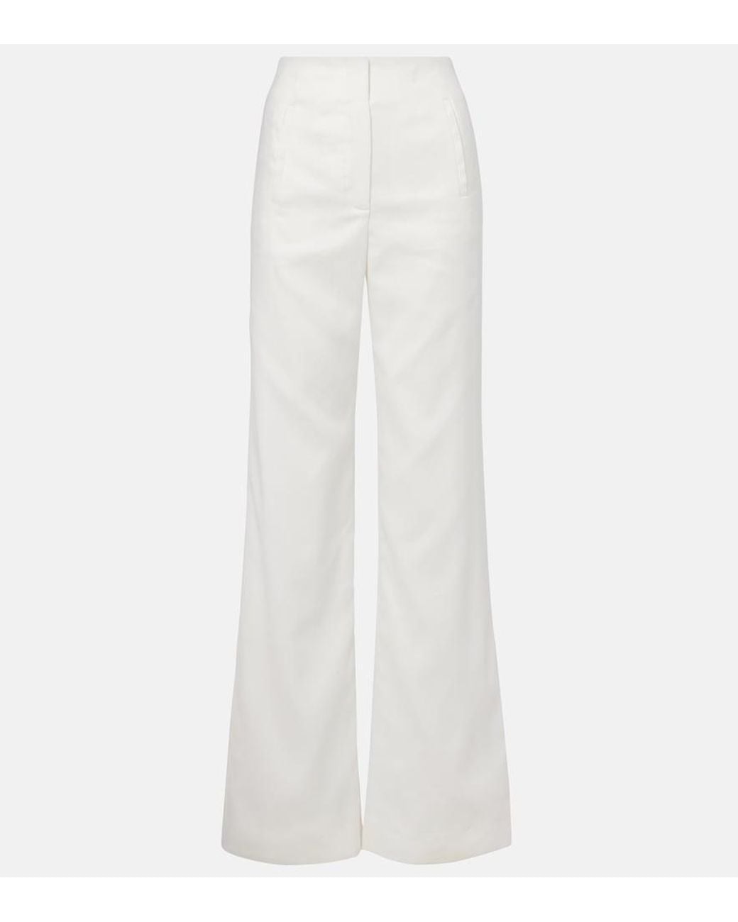 Veronica Beard White Jude Linen-Blend Wide-Leg Pants