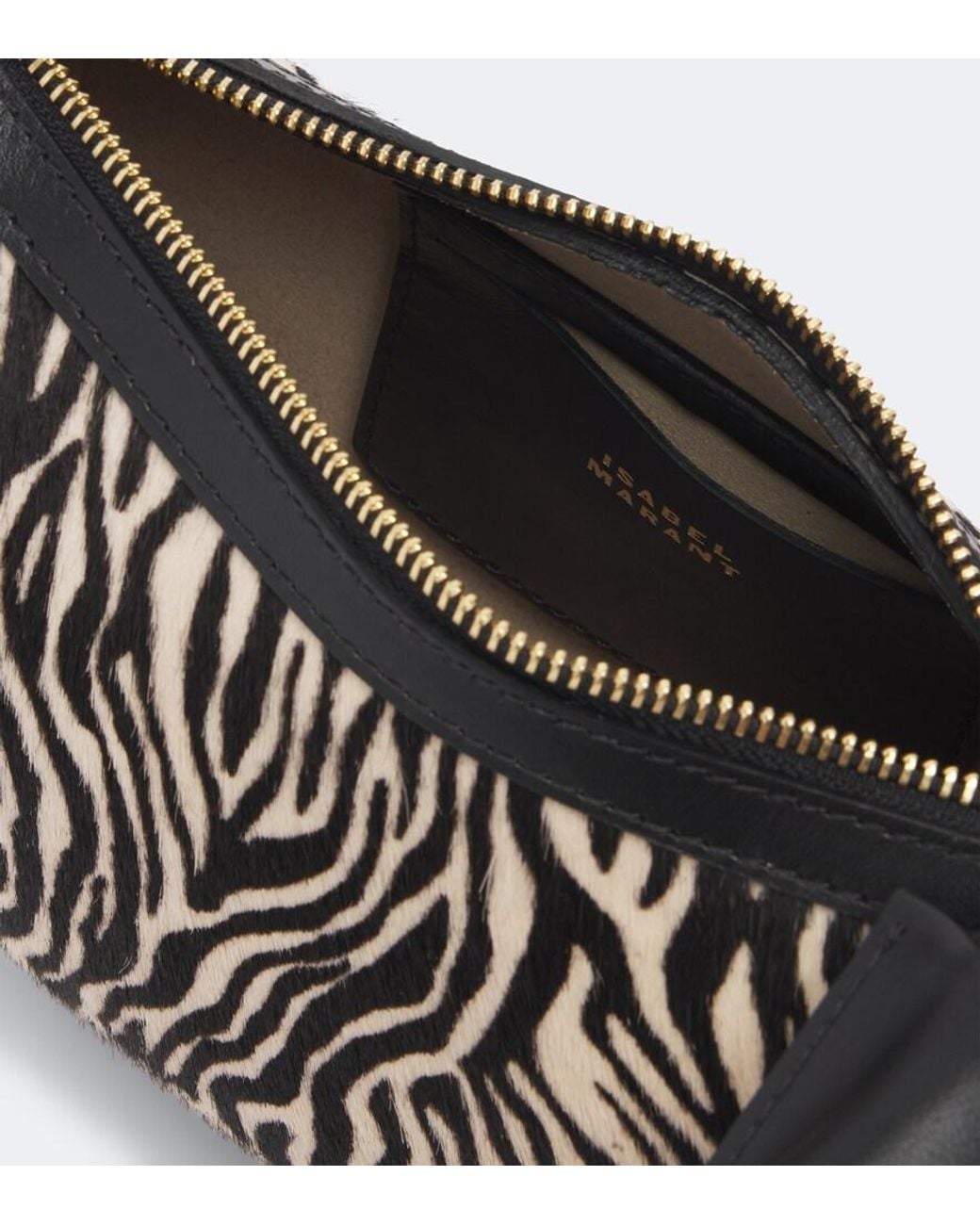 Isabel Marant White Oskan Moon Printed Calf Hair Shoulder Bag