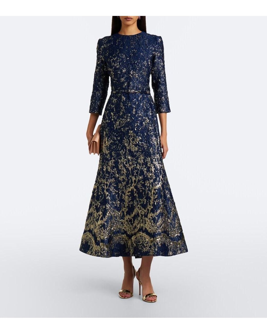 Jonathan Simkhai Blue Claravelle Belted Jacquard Cocktail Dress