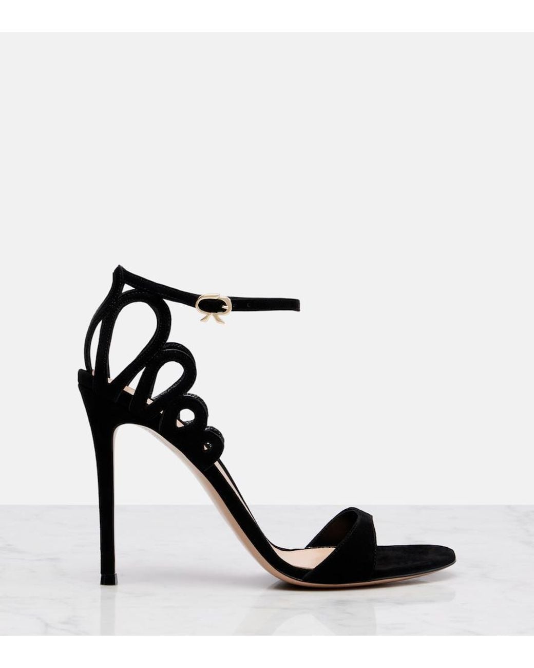 Gianvito Rossi Black 105 Suede Sandals