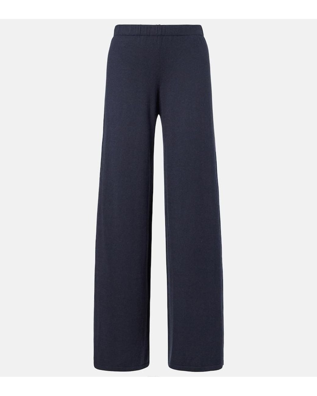 Lisa Yang Blue Aina Cotton And Cashmere Wide-Leg Pants
