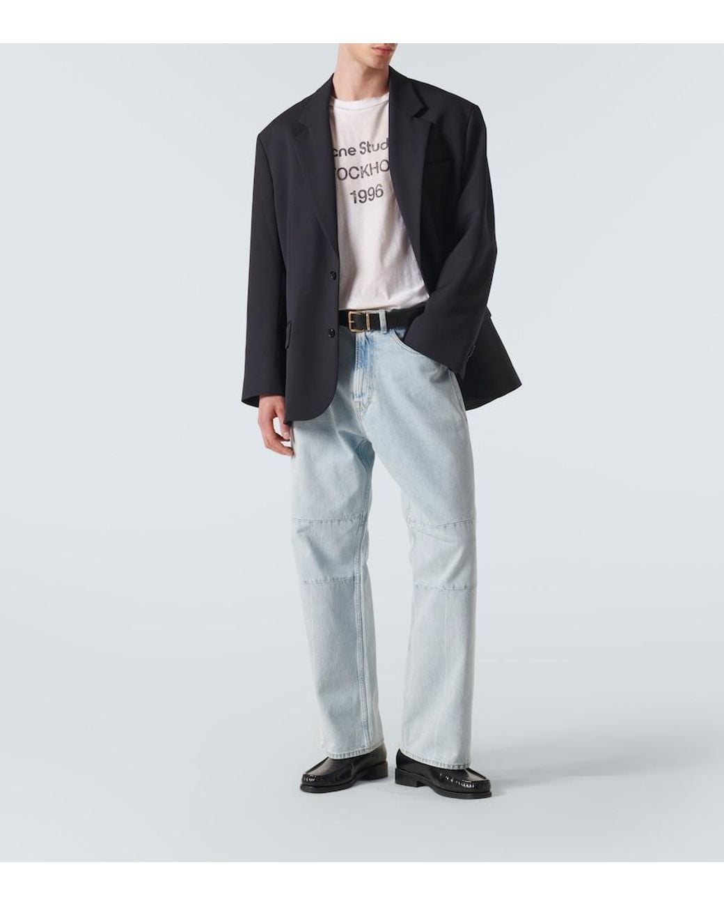 Acne White Logo Distressed Jersey T-Shirt for men